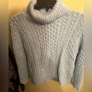LANDS END M PETITE CABLE KNIT TURTLENECK